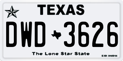TX license plate DWD3626