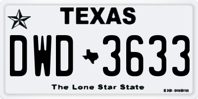 TX license plate DWD3633