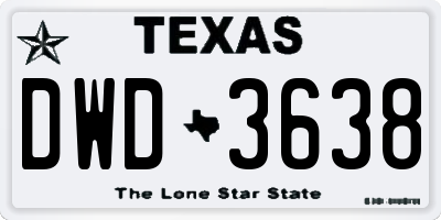 TX license plate DWD3638