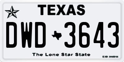 TX license plate DWD3643