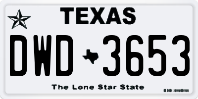 TX license plate DWD3653