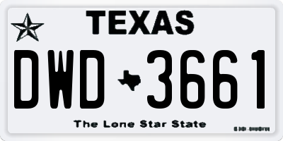 TX license plate DWD3661