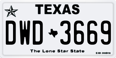 TX license plate DWD3669