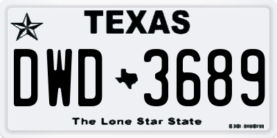 TX license plate DWD3689