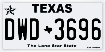 TX license plate DWD3696