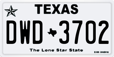 TX license plate DWD3702