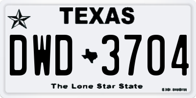 TX license plate DWD3704