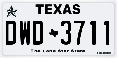 TX license plate DWD3711