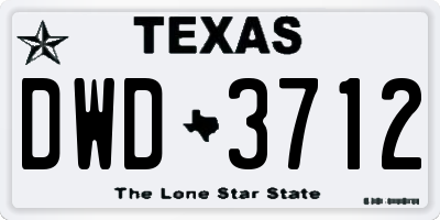 TX license plate DWD3712