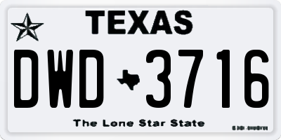 TX license plate DWD3716