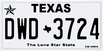 TX license plate DWD3724