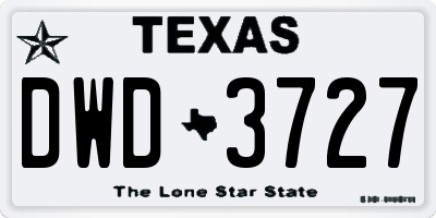 TX license plate DWD3727