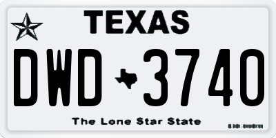 TX license plate DWD3740