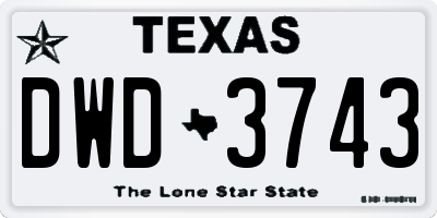 TX license plate DWD3743