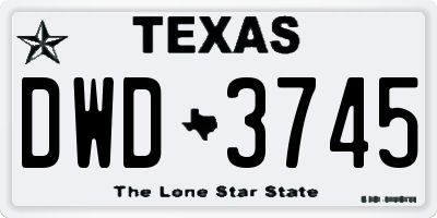 TX license plate DWD3745