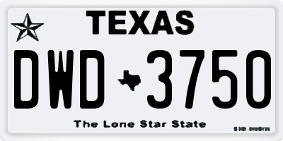 TX license plate DWD3750