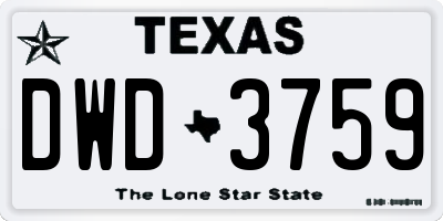 TX license plate DWD3759