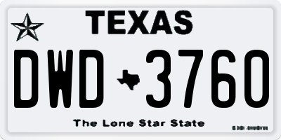 TX license plate DWD3760
