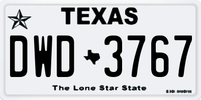 TX license plate DWD3767
