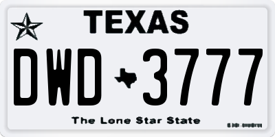 TX license plate DWD3777
