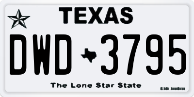 TX license plate DWD3795