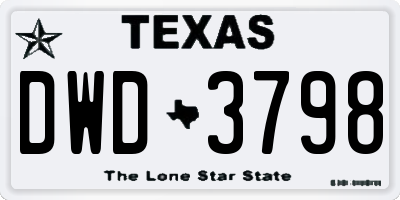 TX license plate DWD3798