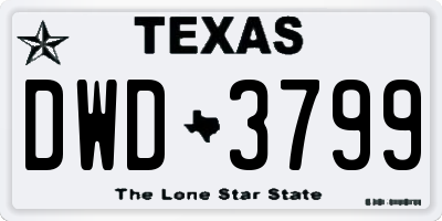 TX license plate DWD3799