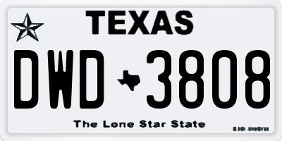 TX license plate DWD3808