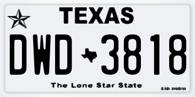 TX license plate DWD3818