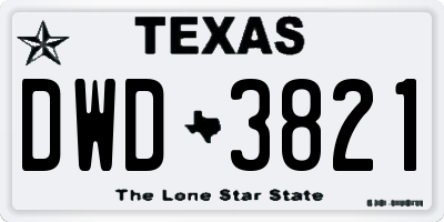 TX license plate DWD3821