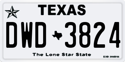 TX license plate DWD3824