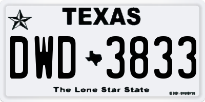 TX license plate DWD3833