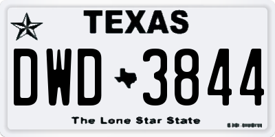 TX license plate DWD3844