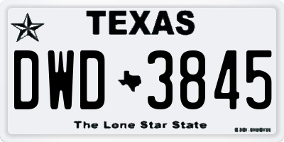 TX license plate DWD3845