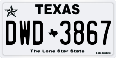 TX license plate DWD3867