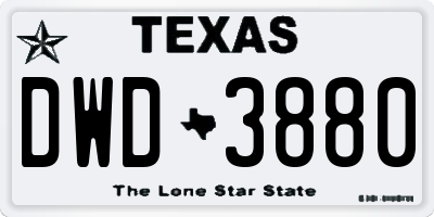 TX license plate DWD3880