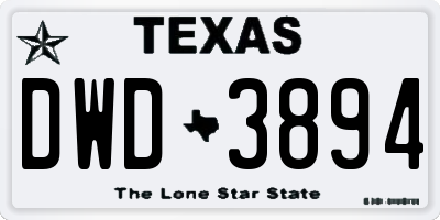 TX license plate DWD3894