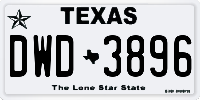 TX license plate DWD3896