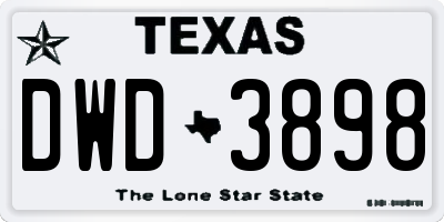 TX license plate DWD3898
