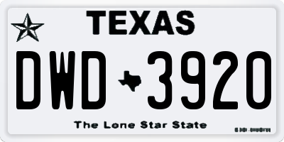TX license plate DWD3920