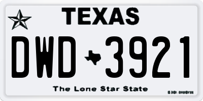 TX license plate DWD3921