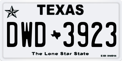 TX license plate DWD3923