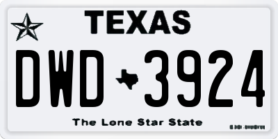 TX license plate DWD3924