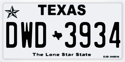 TX license plate DWD3934