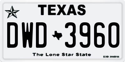 TX license plate DWD3960