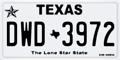 TX license plate DWD3972