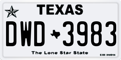 TX license plate DWD3983