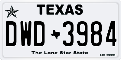 TX license plate DWD3984