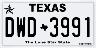 TX license plate DWD3991
