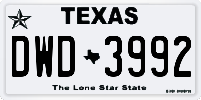 TX license plate DWD3992